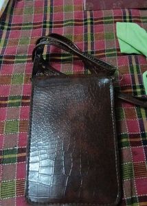 Brown Crocodile Print Sling Bag