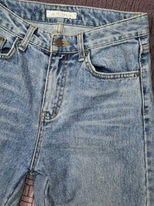 Light Wash Split Hem Jeans