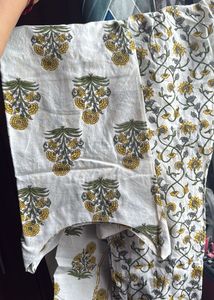 White and yellow Floral Kurta Set