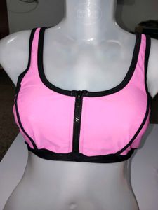 Premium Pink High-Support Front-Zip Sports Bra