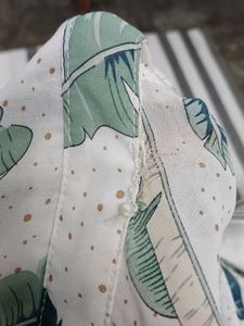 Chic Leaf Print Sheer Blouse