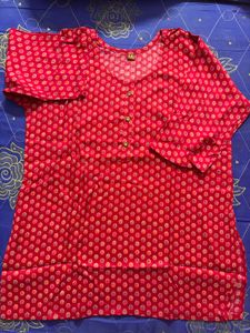Red Printed Kurta