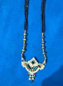 Traditional Black Beads Silver Tone Mangalsutra