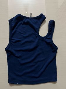 Navy Blue Asymmetrical Tank Top