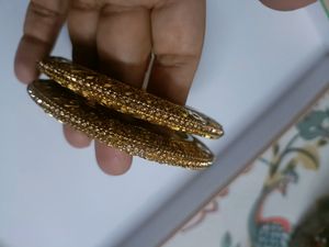 Beautiful Party Wear Golden Kada Pair In 2'6 Size