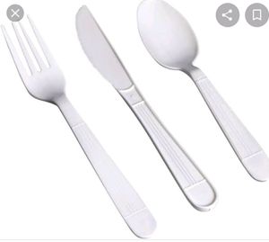 40 White Plastic spoons