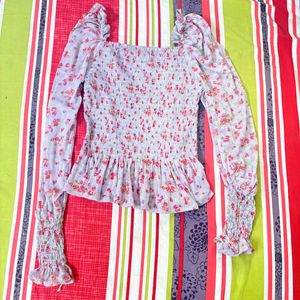 Floral Smocked Peplum Top