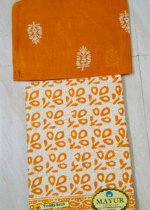 Orange batik pure cotton suit