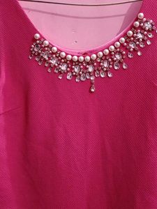 Pink Top With Neck Design