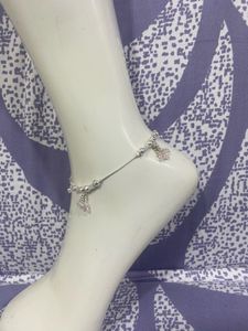 Delicate Silver Anklet with Pink Accents