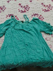 Teal Cold Shoulder Tunic Top