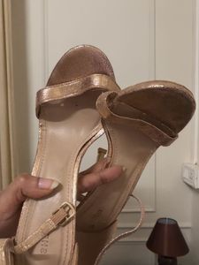 Sparkling Rose Gold Strappy Heels