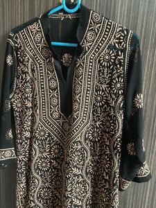 Black Chikankari Embroidered Kurta