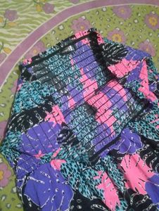 Boho Smocked Strapless Tropical Print Dress