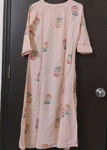 Peach Floral Print Kurta