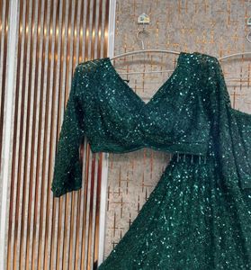 Stunning Emerald Sequin Lehenga Choli