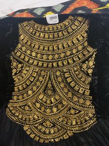 Unstitched Elegant Black &amp; Gold Embellished Gown