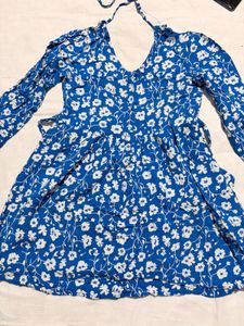 Blue Floral Print Dress