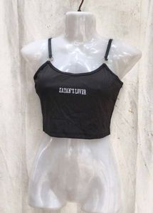 19238. Black Crop Top "Satan's Lover"