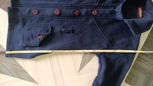 Woolen Blazer Coat Women Navy Blue Long Sweater