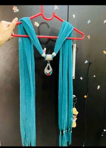 Teal scarf with Pendant