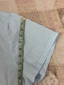 Light Blue Collared Crop Shirt