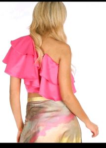 Pink Ruffle One-Shoulder top