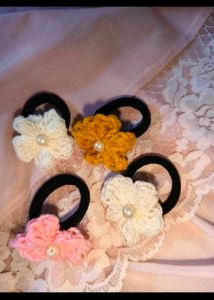 Handmade Crochet Flower Hair Ties