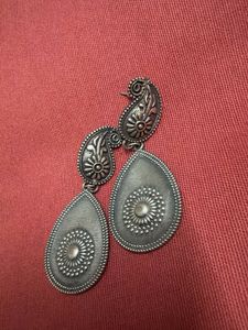 Ethnic Silver Oxidised Jhumka Earrings &amp; Ring Set