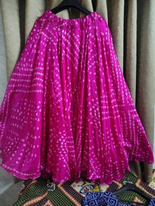Vibrant Pink &amp; Blue Bandhani Lehenga Choli Set