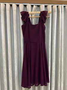 Burgundy Ruffle Sleeve Dress