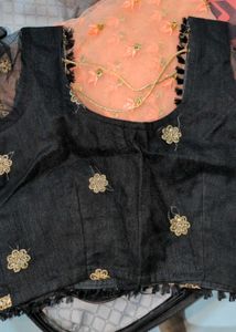 Elegant Black Floral Embroidered Lehenga