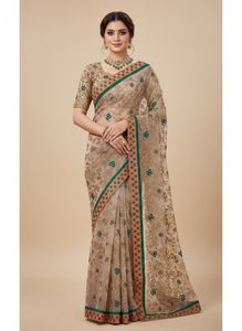 heavy embroidered net saree