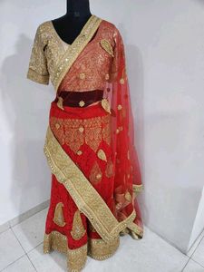 Stunning Red & Gold Lehenga Choli