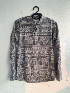 Geometric Print Button-Down Shirt