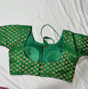 Elegant Green Brocade Blouse