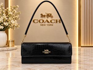 Coach White Croc Embossed Shoulder Bag