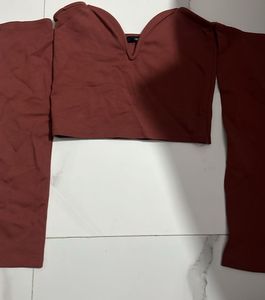 Chic Rusty Orange Off-Shoulder Top