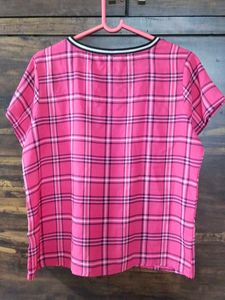 Pink Plaid Short Sleeve Top