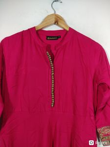 Khushal K Pink Printed V Neck Kurta (Women)