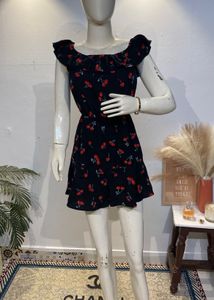 Cute Cherry Print Ruffle Dress