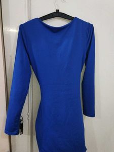 Electric Blue Cut-Out Twist Dress
