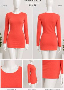 Forever 21 Orange Long Sleeve Mini Dress