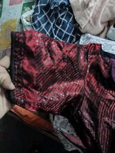 Sparkling Red Maroon &amp; Black Sequin Kurta