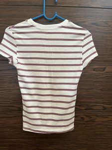 bershka crew neck Striped T-Shirt