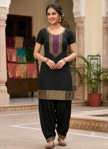 Embellished Black Kurta