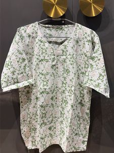 White-Green Glitter Floral Kurta
