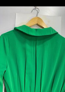 Feather Trimmed Emerald Green Wrap Dress
