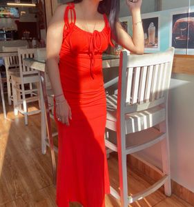 Savana orange Bodycon Midi Dress