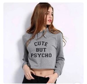 Cute But Psycho Crop Hoodie